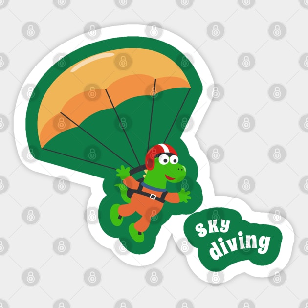 cartoon illustration of skydiving with litlle dinosaur Sticker by KIDS APPAREL